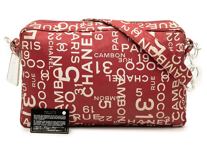 Borsa a tracolla Chanel 31 Rue Cambon in tela stampata rossa - vista 7