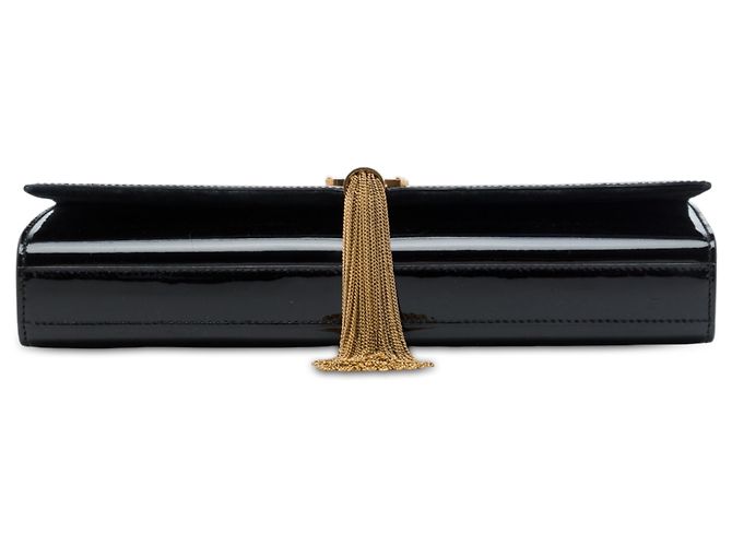 Autre Marque Clutch Saint Laurent Black Patent Cassandre Tassel Nero - vista 3