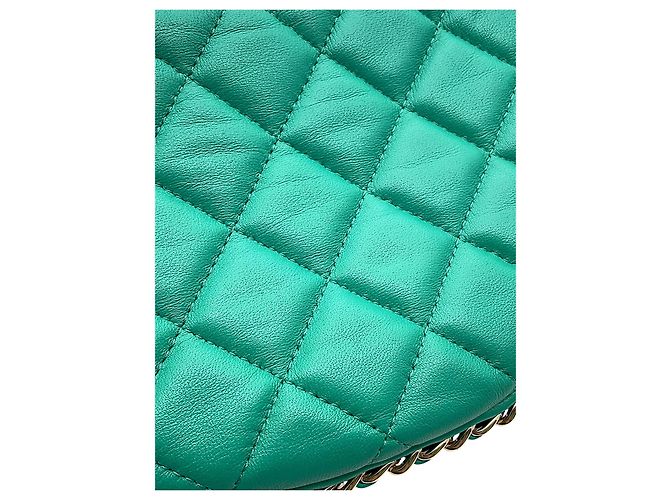 Borsa Hobo Chanel Small in pelle d'agnello matelassé verde con catena e gancio - vista 10