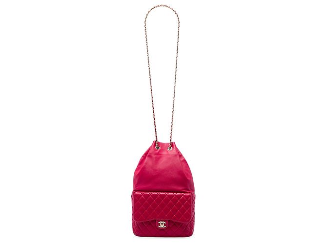 Chanel Red Large Quilted Lambskin In Seoul Rucksack Rot - Ansicht 5