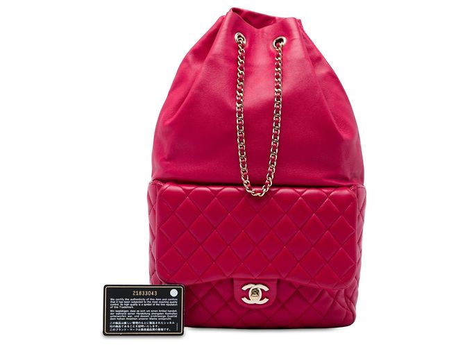 Chanel Red Large Quilted Lambskin In Seoul Rucksack Rot - Ansicht 7