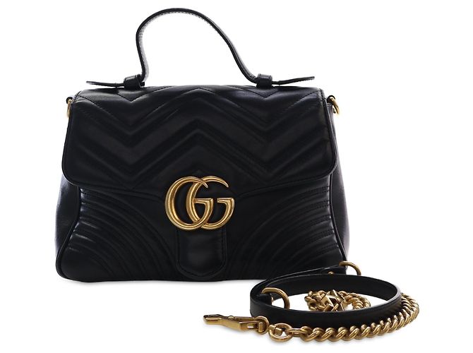 Borsa a mano Gucci Small GG Marmont in pelle di vitello matelassé nera - vista 6