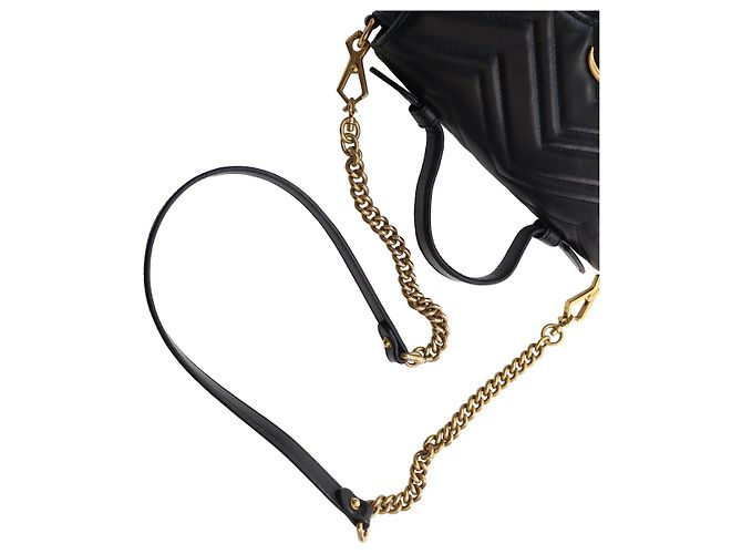 Borsa a mano Gucci Small GG Marmont in pelle di vitello matelassé nera - vista 9