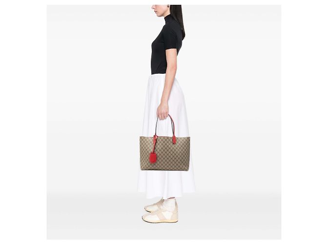 Gucci Beige GG Supreme Wendbare Tote Bag - Ansicht 6