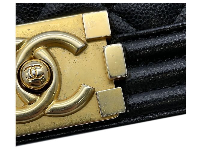 Chanel Black Small Quilted Caviar Boy Flap Nero - vista 6