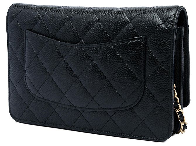 Chanel Black CC Quilted Caviar Wallet on Chain Nero - vista 2