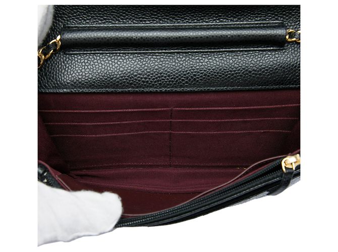 Chanel Black CC Quilted Caviar Wallet on Chain Nero - vista 4
