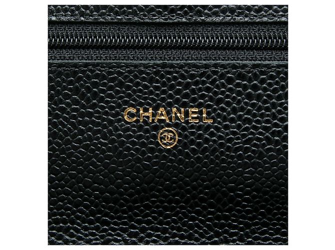 Chanel Black CC Quilted Caviar Wallet on Chain Nero - vista 5