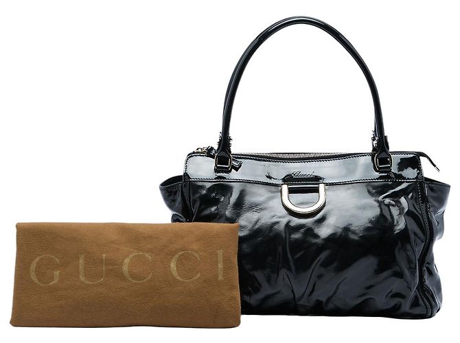 Borsa Tote Gucci Abbey D Ring in vernice nera - vista 7