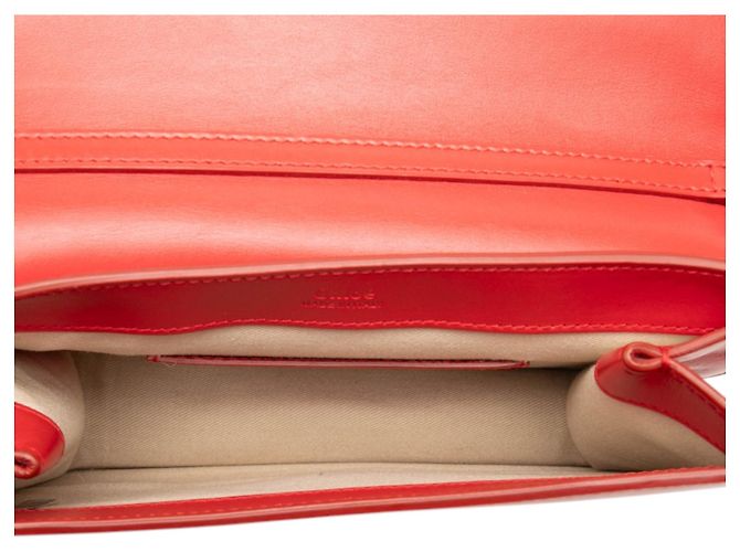 Chloé Mini Bolsa Tiracolo C Chain em Pelica e Camurça Vermelha Vermelho - vista 4