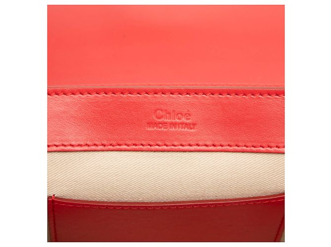 Chloé Mini Bolsa Tiracolo C Chain em Pelica e Camurça Vermelha Vermelho - vista 5