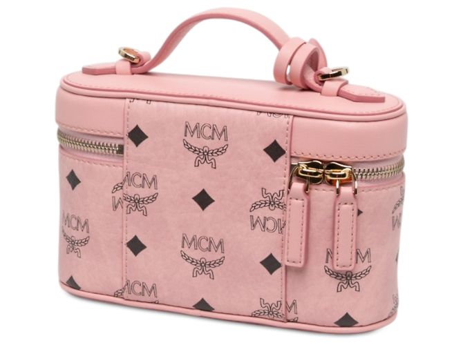 MCM Pink Mini Visetos Coated Canvas Aren Vanity Case Rosa - vista 2
