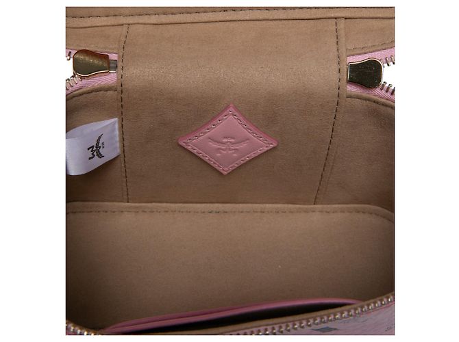 MCM Pink Mini Visetos Coated Canvas Aren Vanity Case Rosa - vista 4