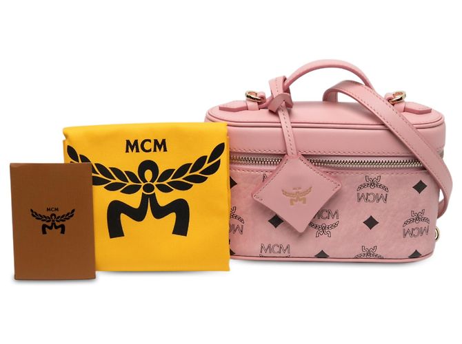 MCM Pink Mini Visetos Coated Canvas Aren Vanity Case Rosa - vista 6