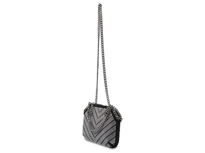 Stella Mc Cartney Stella McCartney Borsa Satchel Falabella Nano Shaggy Deer Chevron Hotfix Nera - vista 2