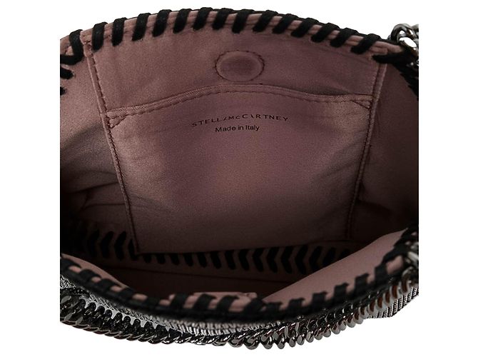 Stella Mc Cartney Stella McCartney Borsa Satchel Falabella Nano Shaggy Deer Chevron Hotfix Nera - vista 4