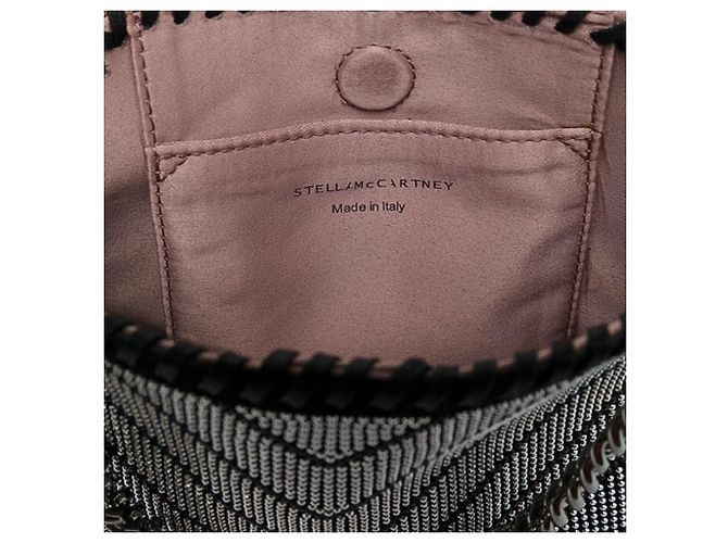 Stella Mc Cartney Stella McCartney Borsa Satchel Falabella Nano Shaggy Deer Chevron Hotfix Nera - vista 5