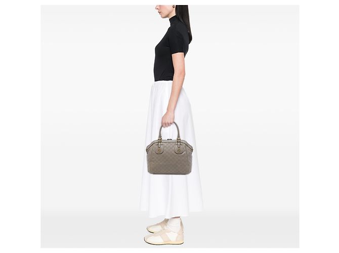 Borsa Satchel Gucci Gray Medium Guccissima Scarlett Marrone - vista 6