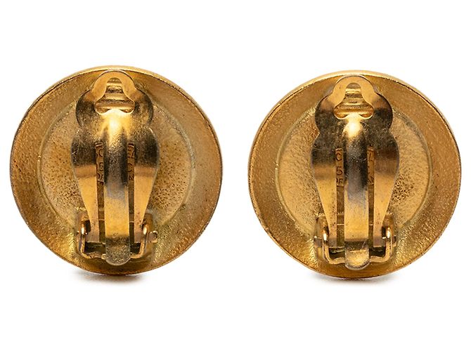Chanel Gold CC vergoldete Emaille-Clip-Ohrringe - Ansicht 2