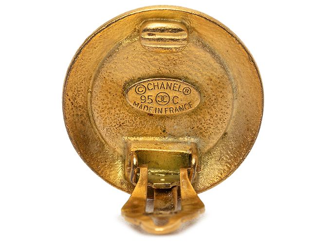 Chanel Gold CC vergoldete Emaille-Clip-Ohrringe - Ansicht 3