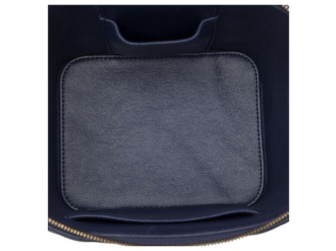 Vanity Case Chanel Blue CC trapuntato in pelle Caviar con manico e catena Blu navy - vista 4
