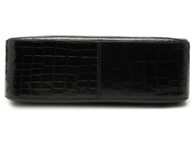 Salvatore Ferragamo Borsa a tracolla Ferragamo in pelle embossed croc nera Double Gancini - vista 3