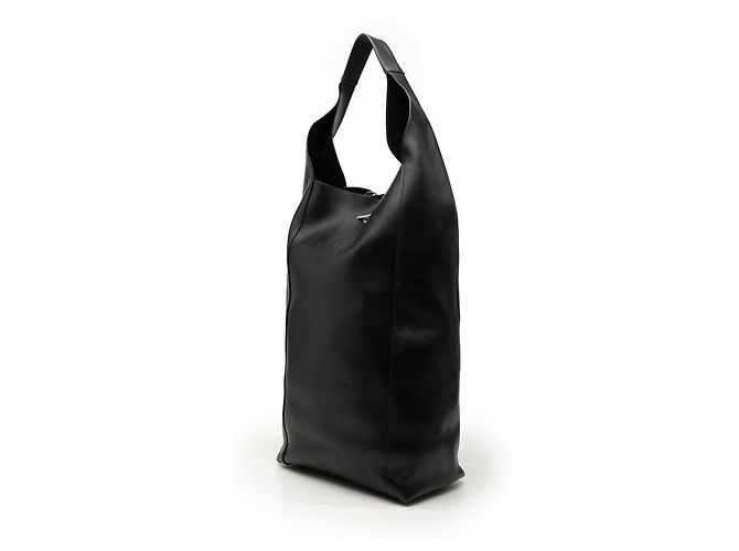 Autre Marque Saint Laurent Borsa Hobo Tanger Large in Pelle di Vitello Morbida Nera Nero - vista 2