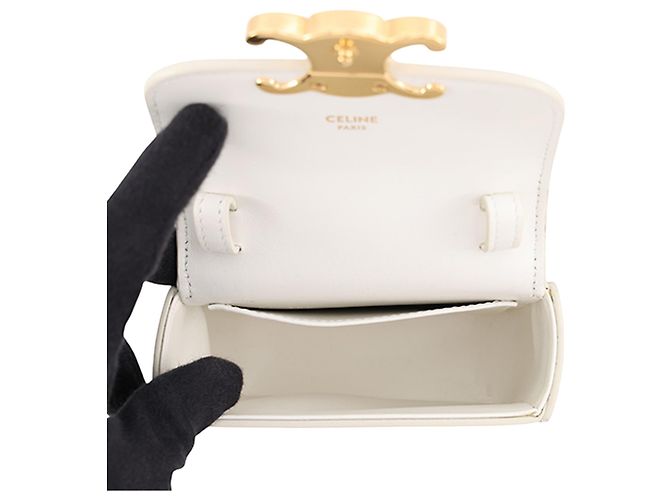 Céline Celine Claude Crossbody Mini in pelle di vitello bianca Bianco Bianco sporco - vista 4