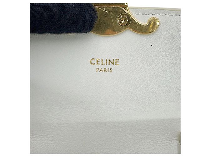Céline Celine Claude Crossbody Mini in pelle di vitello bianca Bianco Bianco sporco - vista 5