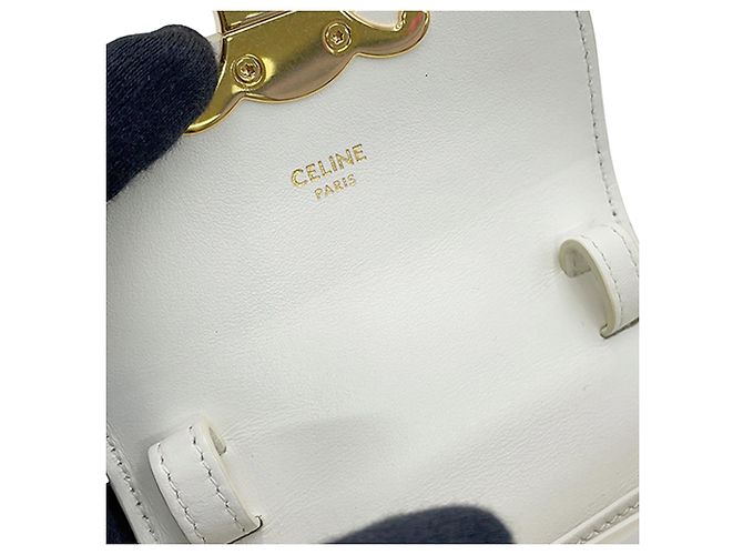 Céline Celine Claude Crossbody Mini in pelle di vitello bianca Bianco Bianco sporco - vista 7