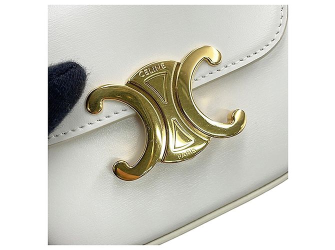 Céline Celine Claude Crossbody Mini in pelle di vitello bianca Bianco Bianco sporco - vista 8