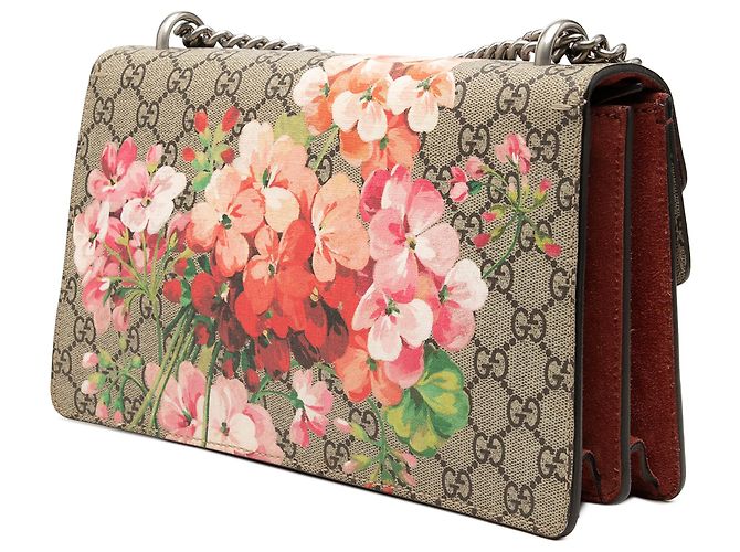 Borsa a tracolla Gucci Medium GG Supreme Blooms Dionysus Beige - vista 2