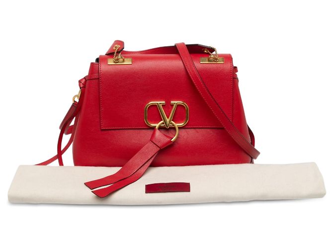 mala Valentino Red Medium em couro de bezerro grão VRing Vermelho - vista 9