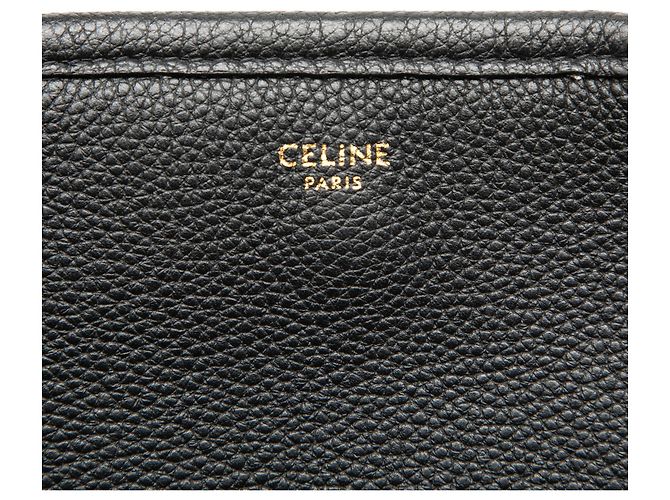 Céline Celine Small Folded Cabas Tote aus schwarzem genarbtem Kalbsleder - Ansicht 5