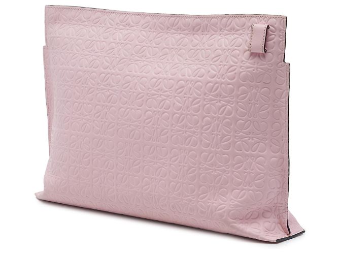LOEWE Pink Embossed Leather Anagram Repeat T Clutch - view 2