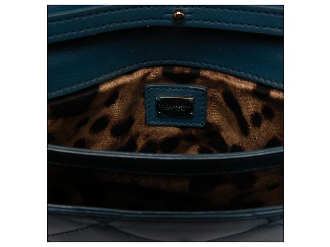 Borsa a tracolla Dolce & Gabbana in pelle matelassé blu con catena - vista 4