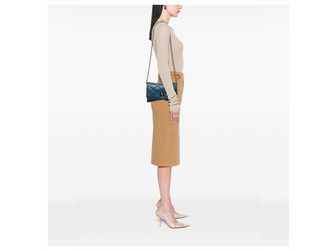Borsa a tracolla Dolce & Gabbana in pelle matelassé blu con catena - vista 5