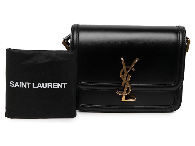 Autre Marque Sac Solferino Saint Laurent Small en cuir de veau noir avec boîte - vue 7