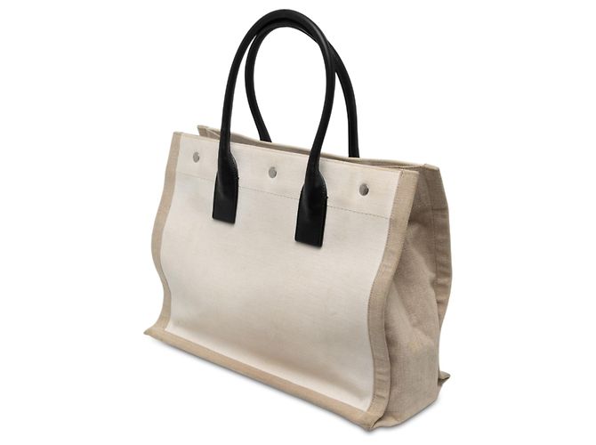 Autre Marque Saint Laurent Tote Bag Rive Gauche Small in tela beige - vista 2