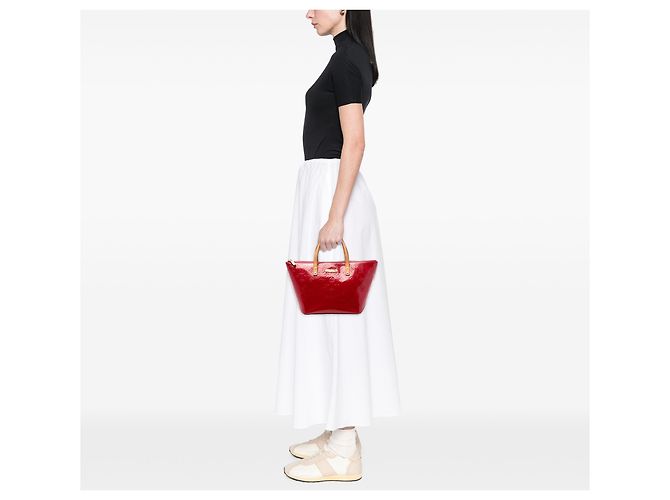 Louis Vuitton Red Monogram Vernis Bellevue PM Rosso - vista 6