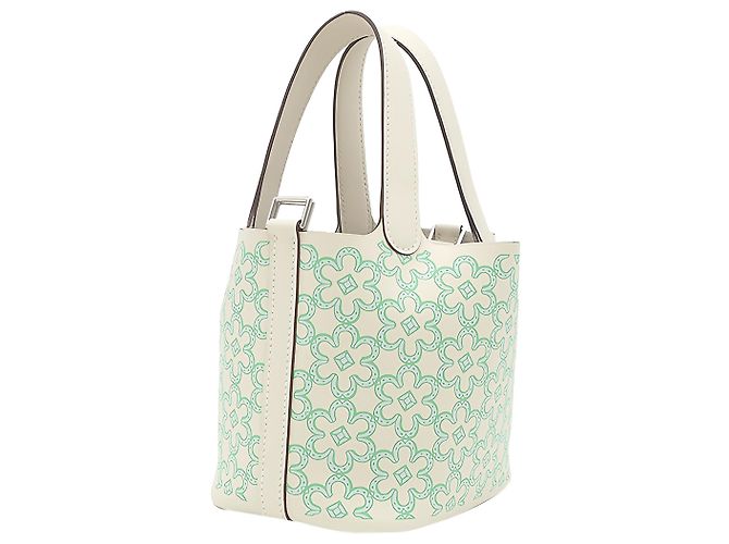 Hermès White Micro Swift Lucky Daisy Picotin Lock 14 Bianco Crudo - vista 7