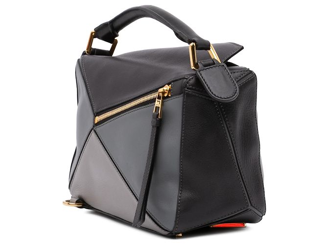 LOEWE Puzzle Satchel Medium aus tricolor Kalbsleder Grau Braun - Ansicht 2