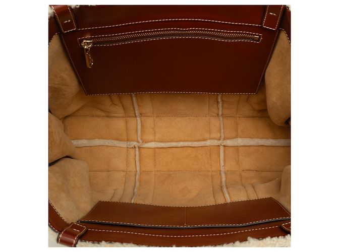 Borsa Woody Tote Large in shearling Beige Chloé - vista 4
