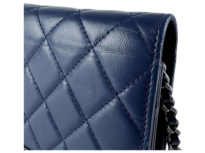 Portafoglio Gabrielle Wallet On Chain Chanel Blue Bicolor in pelle di vitello invecchiata - vista 10