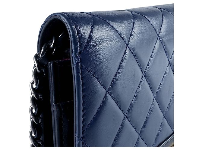 Portafoglio Gabrielle Wallet On Chain Chanel Blue Bicolor in pelle di vitello invecchiata - vista 11