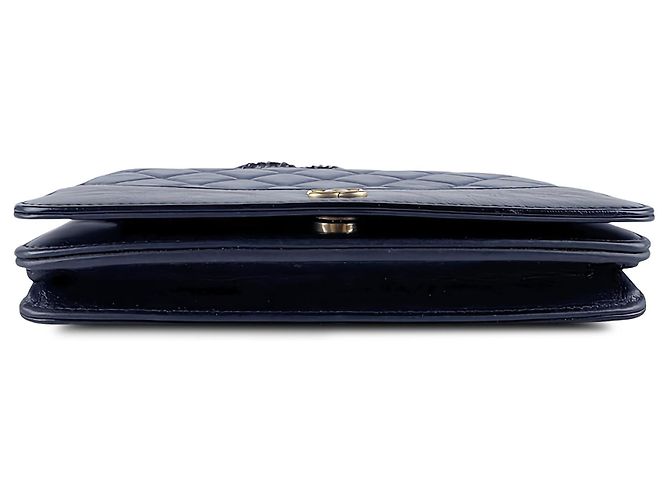 Portafoglio Gabrielle Wallet On Chain Chanel Blue Bicolor in pelle di vitello invecchiata - vista 3