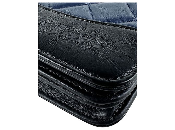 Portafoglio Gabrielle Wallet On Chain Chanel Blue Bicolor in pelle di vitello invecchiata - vista 8