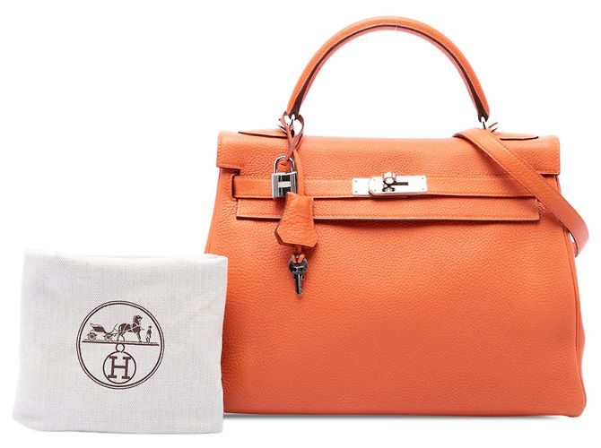 Hermès Orange Togo Kelly II Retourne 32 Arancione - vista 7
