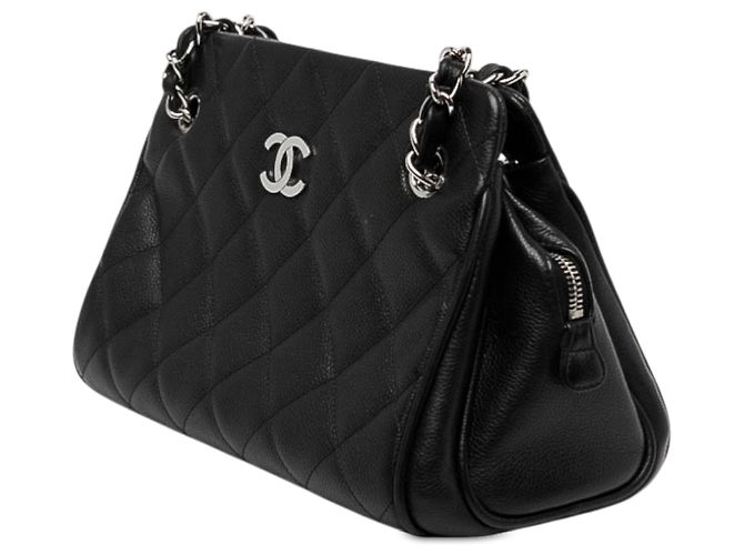 Chanel Medium CC Quilted Caviar Chain Bowling Bag Schwarz - Ansicht 2