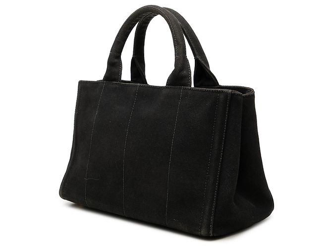 Prada Borsa Satchel Small Canvas Canapa Bijoux Nera Nero - vista 2
